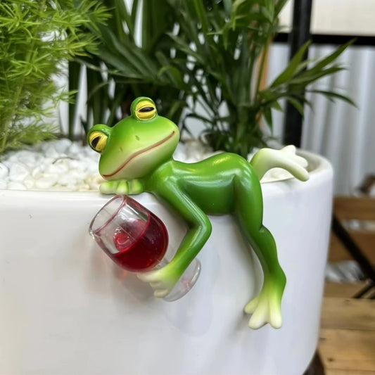 🔥Last Day Sale 49% OFF 🐸🍷 Frog Flower Pot Hanger Ornament