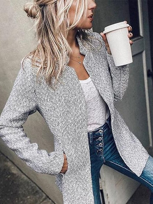 đBig Sale-50% OffđWomen's Solid Color Pocket Long Sleeve Open Front Coat