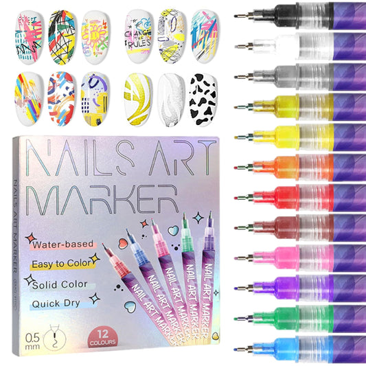 ⏳LAST WEEK SPECIAL PRICE: £8.99!!🎁12 Colors Nail Art Pens Set🎨💅