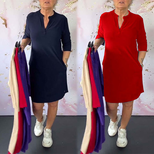 🔥2025 NEW SALES - 49% OFF🔥Women’s Trendy V-Neck 3/4 Sleeve Dress