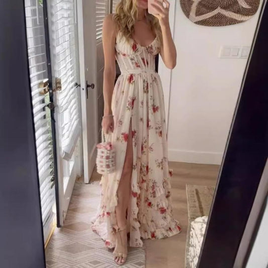 🔥Hot Sale 49% OFF💝✨Women’s Elegant Print Slit Maxi Dress