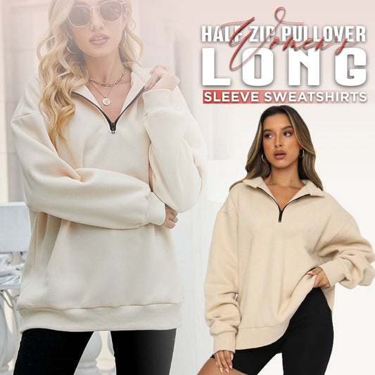 🔥Last Day Promotion 49% OFF🏆Womens Zip-Up Dropped Shoulder Sweatshirt