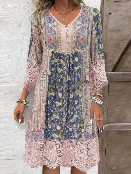🔥Last Day Promotion 49% OFF🔥🔥💃Printed vintage lace dress
