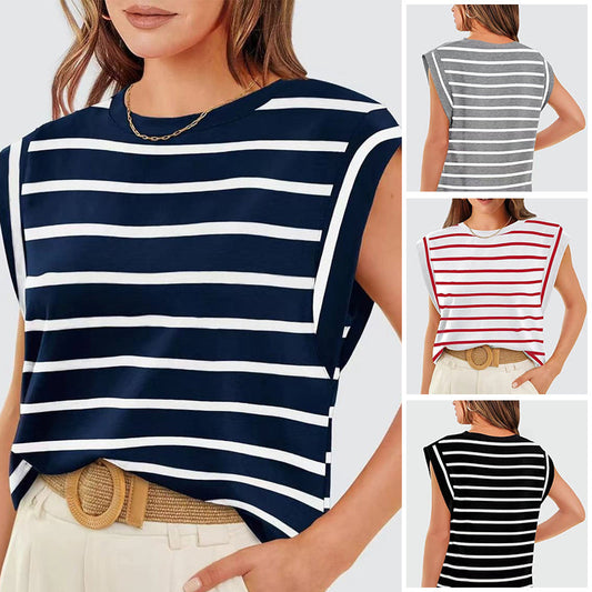 💥Last Day 50% OFF💝✨Women's Basic Fashion Casual Striped Sleeveless Vest T-Shirt