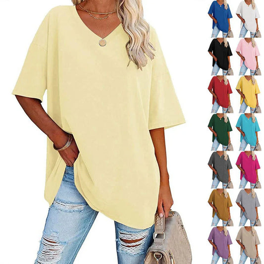🌷🌷2026 Summer Sale 50% OFF☀️Women's Summer Half Sleeve Casual Loose Fit Cotton Tunic T-shirt