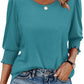 Women Dressy Casual 3/4 Length Sleeve Womens Tops with Smocked Cuffs