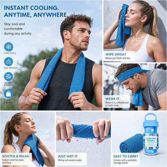 ⏳⏳Last Day Buy 1 Get 1 Free❄💦Cold Sweat Towel You Can Use Anywhere, Anytime! Reusable Soft Absorbent Cooling Portable– UK Ready! 🇬🇧
