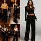 💖LAST DAY SALE 60% OFF💖🥰Women's Sequin Sparkle Wide Leg Pants with Elastic Waistband