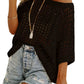 💥2026 Summer Hot Sale 50% OFF💥Women's Summer Scoop Neck Short-Sleeve Sweater Casual Crochet Hollow Out Knit Top