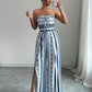 👗50% OFF NOW!💥Geometric Jumpsuit with Halter Neckline & Side Slit – Unique print & elastic back – Versatile, perfect for summer parties or resort wear ✨