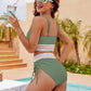🔥Summer Sale 50% OFF💥👙High Waisted Tummy Control Color Block Bikini Sets