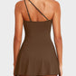 💥LAST DAY SALE 60% OFF🏖️🩱Women One Piece Swim Dress One Shoulder Swimsuit With Skirt