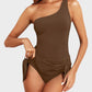 💥LAST DAY SALE 60% OFF🏖️🩱Women One Piece Swim Dress One Shoulder Swimsuit With Skirt