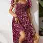 🤩2026 Summer Hot Sale 50% OFF!💖Square Neck Floral Midi Dress – Smocked Bodice, Flowy Tiered Skirt, Romantic