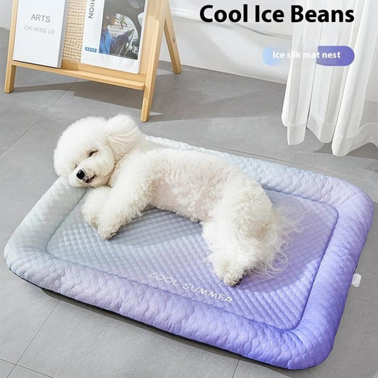 🔥LAST DAY SALE ONLY￡7.99!!❄Pawchill™🇬🇧Pet Cooling Mat for Dogs & Cats 🐾  Naturally Cool Ice-Silk Pad • Breathable, Washable & Soft 🌿  For Floors, Sofas & Car Travel • Multiple Sizes • Gradient Colours ☀️🐶🐱