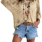 🥰Summer Sale-50% OFF💛Womens Bohemian-Inspired Beige Crochet Top With V-Neck
