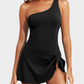 💥LAST DAY SALE 60% OFF🏖️🩱Women One Piece Swim Dress One Shoulder Swimsuit With Skirt