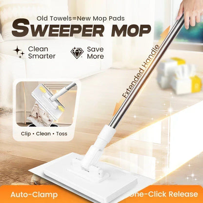 ⏳LAST DAY SALE ONLY ￡8.99!!🔥Extendable Telescopic Disposable Flat Clip Mop, 360° Swivel Lightweight Floor Mop -✨Multi-purpose Cleaner for Hardwood, Tile, Kitchen & Bathroom