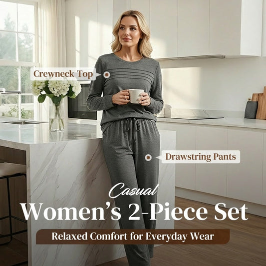 💓LAST DAY 50% OFF💓Women's Crew Neck Top & Drawstring Pants Set