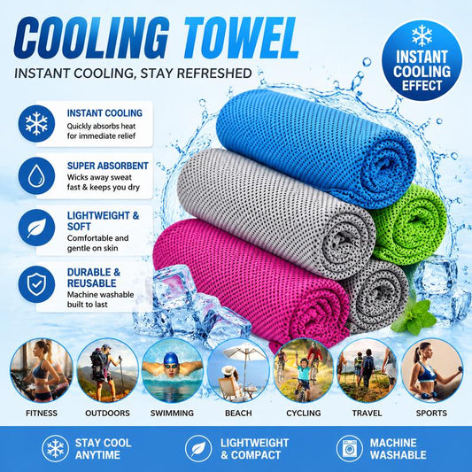 ⏰❄️BUY 1 GET 2 ! (Only ￡7.99)☀️Cooling Towel -👍Cold Sweat Towel You Can Use Anywhere, Anytime! Reusable Soft Absorbent Cooling Portable