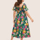 ⏰⏰Summer Hot Sale 70% OFF💃Floral Smocked Square Neck Midi Dress with Pockets