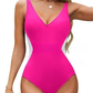 🎁Limited time 49% OFF⏳✨Illusion Waist-Cinching Deep V Color Block Swimsuit