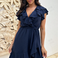 💖LAST DAY SALE 49% OFF💷Women's Elegant Waist Tie V-Neck Ruffle Dress