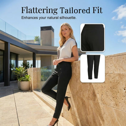 ⏳LIMITED OFFER 70%OFF🌞Women’s Fitted High-Waisted Zip-Pocket Trousers - 👖Lightweight, Breathable, Soft 26\"/27\" Ankle Pants with Zipper Pockets
