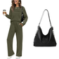 💓LAST DAY 50% OFF💓Women's Crew Neck Top & Drawstring Pants Set