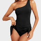 💥LAST DAY SALE 60% OFF🏖️🩱Women One Piece Swim Dress One Shoulder Swimsuit With Skirt