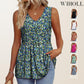 🌞HOT SALE 49% OFF👚Women's Print Flowy Sleeveless V Neck Peplum Tank Tops