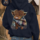 🎄🎅2026 CHRISTMAS SALE 70% OFF!!🎁Cute Highland Cow Cozy Fleece-Lined Hooded Sweatshirt🦬