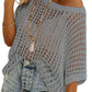 💥2026 Summer Hot Sale 50% OFF💥Women's Summer Scoop Neck Short-Sleeve Sweater Casual Crochet Hollow Out Knit Top