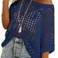 💥2026 Summer Hot Sale 50% OFF💥Women's Summer Scoop Neck Short-Sleeve Sweater Casual Crochet Hollow Out Knit Top