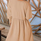 🌷Summer Hot Sale 50% Off💕Round Neck Short Sleeve Smocked Tunic Dress with 3/4 Sleeves