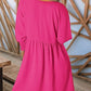 🌷Summer Hot Sale 50% Off💕Round Neck Short Sleeve Smocked Tunic Dress with 3/4 Sleeves