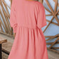 🌷Summer Hot Sale 50% Off💕Round Neck Short Sleeve Smocked Tunic Dress with 3/4 Sleeves