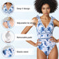💥 Special Sale 49% OFF💥 V Neck Lace Up Printed One Piece Swimsuit and Skirt