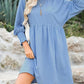 🌷Summer Hot Sale 50% Off💕Round Neck Short Sleeve Smocked Tunic Dress with 3/4 Sleeves