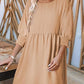 🌷Summer Hot Sale 50% Off💕Round Neck Short Sleeve Smocked Tunic Dress with 3/4 Sleeves