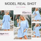 🌷Summer Hot Sale 50% Off💕Round Neck Short Sleeve Smocked Tunic Dress with 3/4 Sleeves