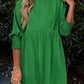 🌷Summer Hot Sale 50% Off💕Round Neck Short Sleeve Smocked Tunic Dress with 3/4 Sleeves