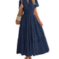 ⏰Hot Sale 50% OFF🎉Women's Lightweight Short Sleeve V Neck Elastic Waist Dress