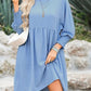 🌷Summer Hot Sale 50% Off💕Round Neck Short Sleeve Smocked Tunic Dress with 3/4 Sleeves