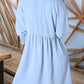 🌷Summer Hot Sale 50% Off💕Round Neck Short Sleeve Smocked Tunic Dress with 3/4 Sleeves
