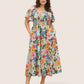 ⏰⏰Summer Hot Sale 70% OFF💃Floral Smocked Square Neck Midi Dress with Pockets