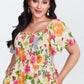 ⏰⏰Summer Hot Sale 70% OFF💃Floral Smocked Square Neck Midi Dress with Pockets