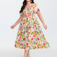 ⏰⏰Summer Hot Sale 70% OFF💃Floral Smocked Square Neck Midi Dress with Pockets