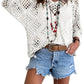 🥰Summer Sale-50% OFF💛Womens Bohemian-Inspired Beige Crochet Top With V-Neck