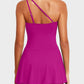 💥LAST DAY SALE 60% OFF🏖️🩱Women One Piece Swim Dress One Shoulder Swimsuit With Skirt